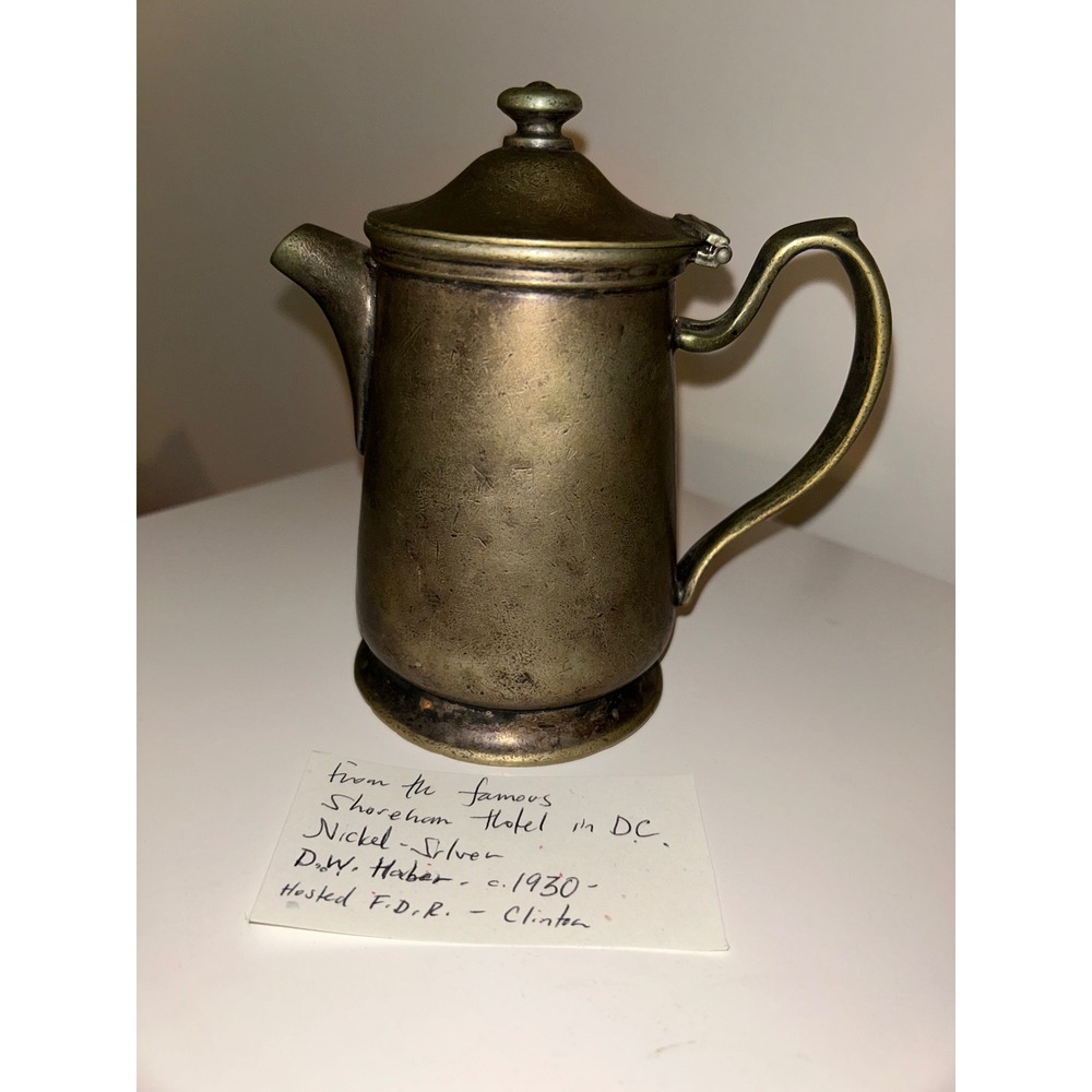 Vintage D.W. Haber Shoreham Hotel Nickel Silver Coffee Pot c. 1930 Washington DC